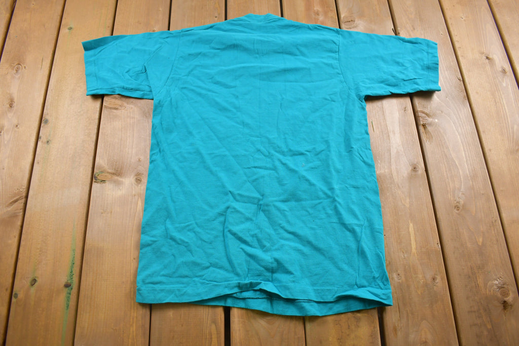 Vintage 1990s Fruit of the Loom Blank Turquoise T Shirt