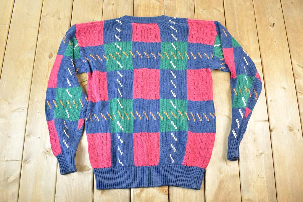 Vintage 1990s St John's Bay Cable Knit Abstract Pattern Crewneck Sweater Mens L