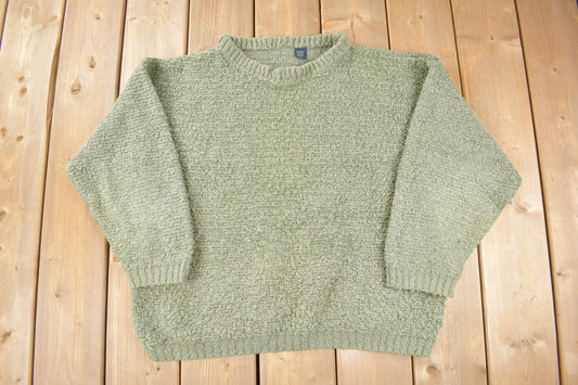 Vintage 1980s Made In Italy Knit Crewneck Sweater / Vintage 90s Crewneck / Pattern Sweater / Outdoor / Hand Knit / Pullover Sweatshirt