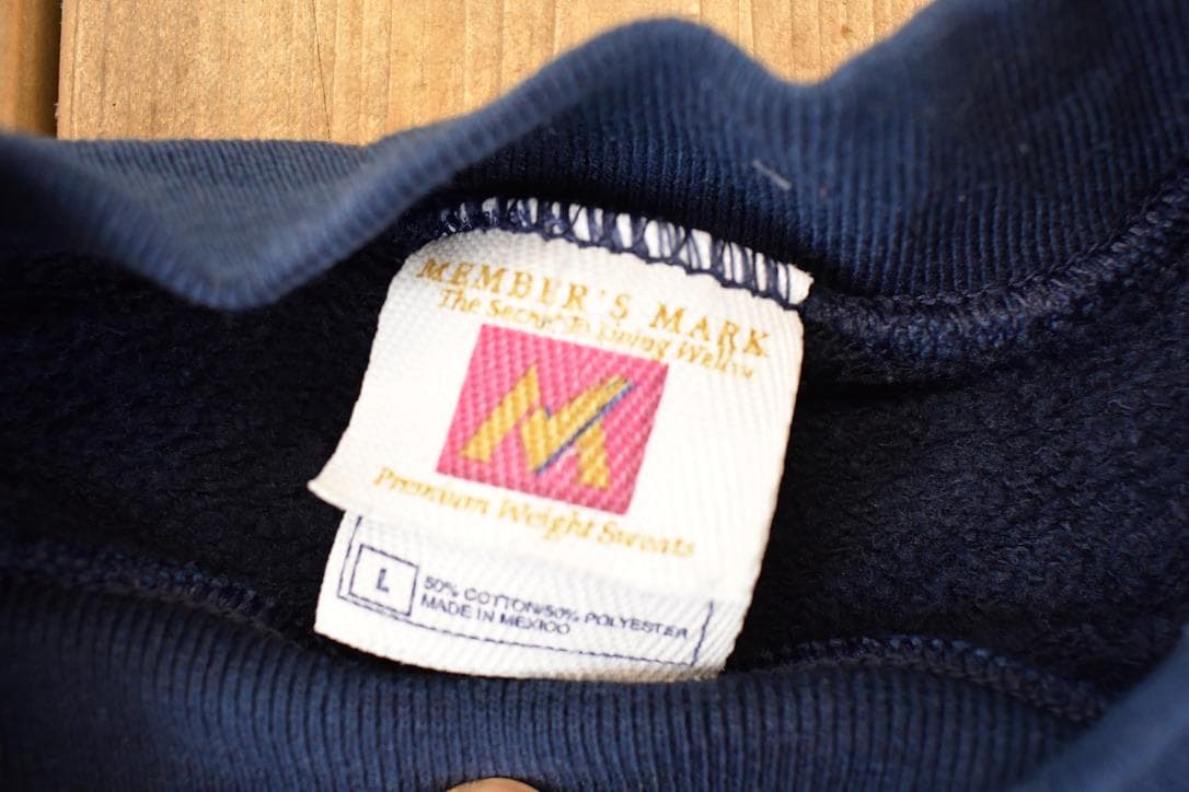 Vintage 1990s Members Mark Blank Navy Crewneck Sweatshirt Mens L