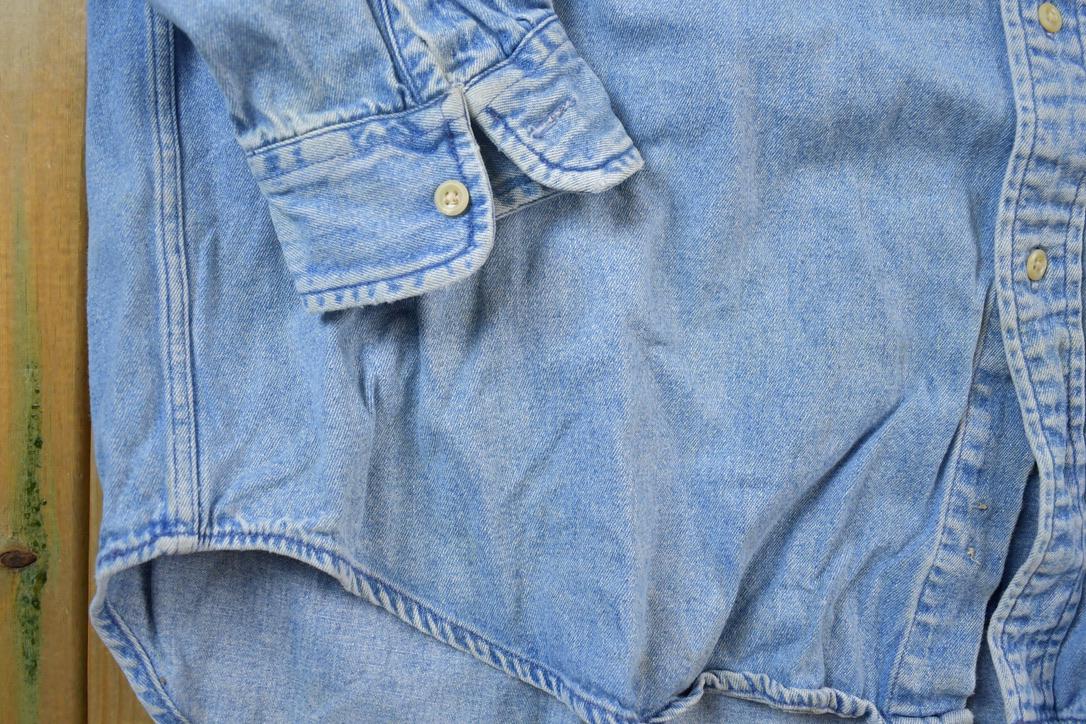 Vintage 1990s Tommy Hilfiger Denim Blank Button Up Shirt
