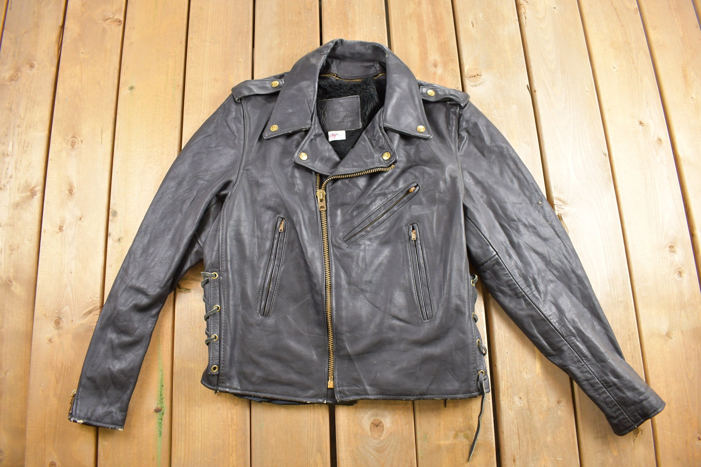 Vintage 1970s Branded Garments Leather Biker Jacket