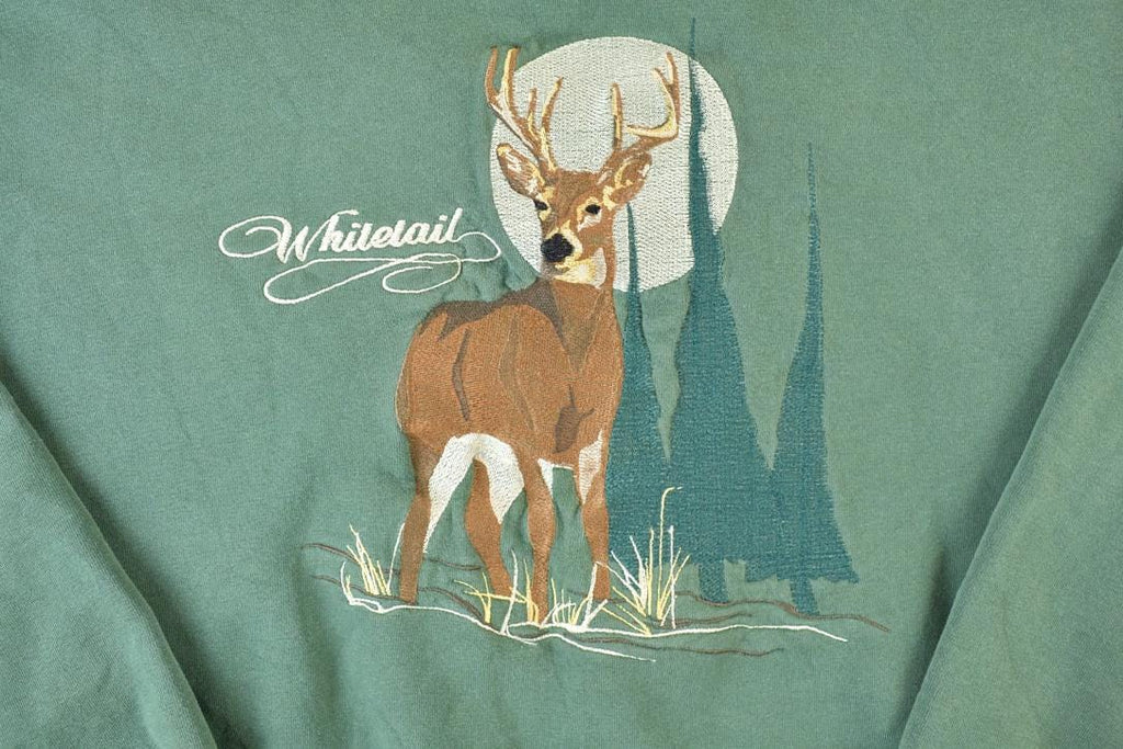 Vintage 1990s Lost Terrain Whitetail Deer Outdoorsman Crewneck Sweatshirt
