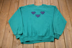Vintage 1990s Cute Heart Patch Crewneck Sweatshirt