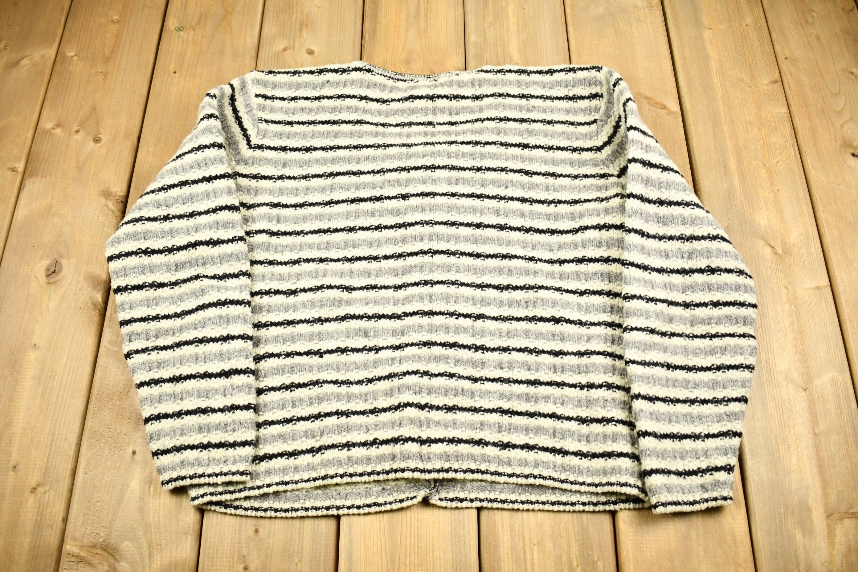 Vintage 1990s Reba Rose Knitted Striped Cardigan Sweater