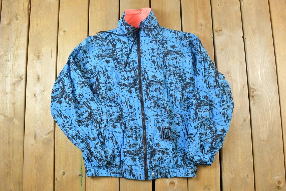 Vintage 1990s Sportrend Abstract 90s Pattern Full Zip Windbreaker Spring Jacket
