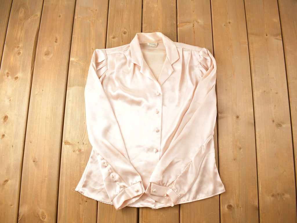 Vintage 1990s Daniela Women's Silk Blank Button Up Shirt