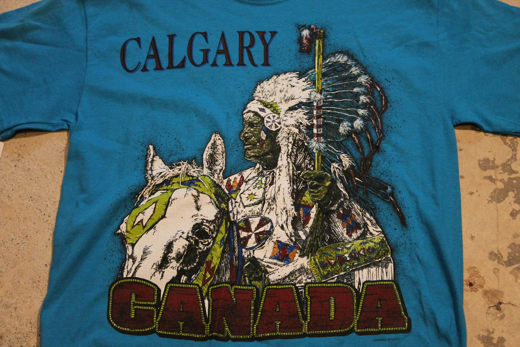 Vintage 1990s Calgary Canada Aboriginal Graphic T Shirt
