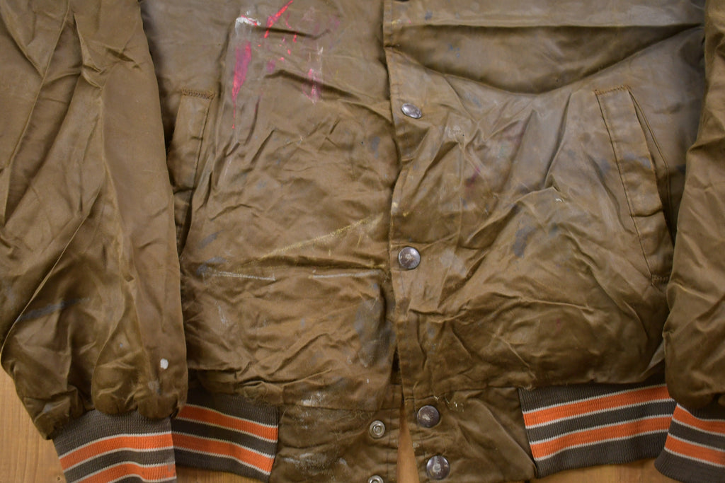 Vintage 1980s Cleveland Browns NFL Chalkline Satin Bomber Jacket