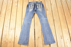 Vintage Deadstock Y2K Grace In LA Bedazzled Bootcut Low Rise Jeans Women's Size 26 x 32