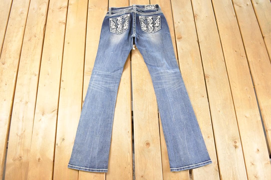 Vintage Deadstock Y2K Grace In LA Bedazzled Bootcut Low Rise Jeans Women's Size 26 x 32