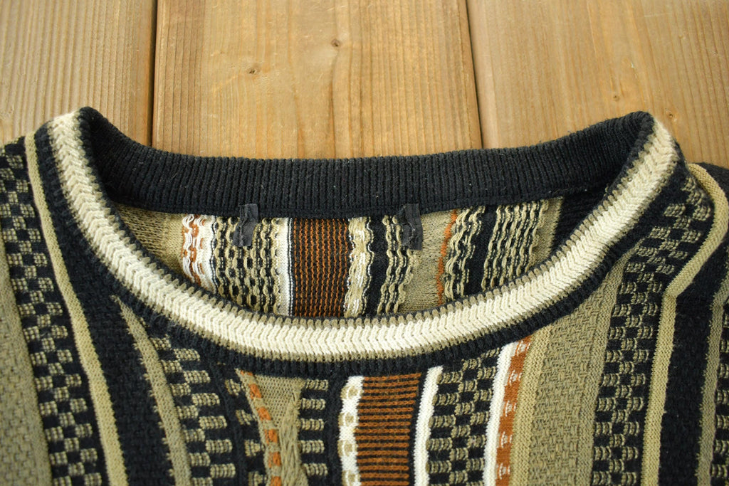 Vintage 1990s Knit Abstract 3D Pattern Crewneck Sweater