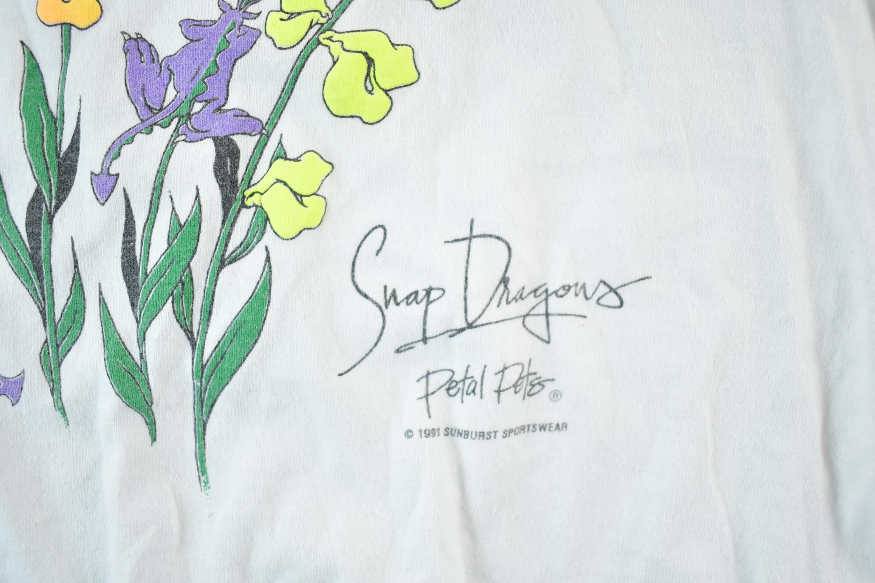 Vintage 1990s Snapdragons Souvenir Floral T-Shirt Mens M