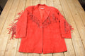 Vintage 1990s Adam Douglass Red Suede Fringe Jacket