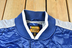 Vintage 1990s Bigman Sports New Jersey Nets NBA Basketball Embroidered Snap Button Satin Bomber Jacket