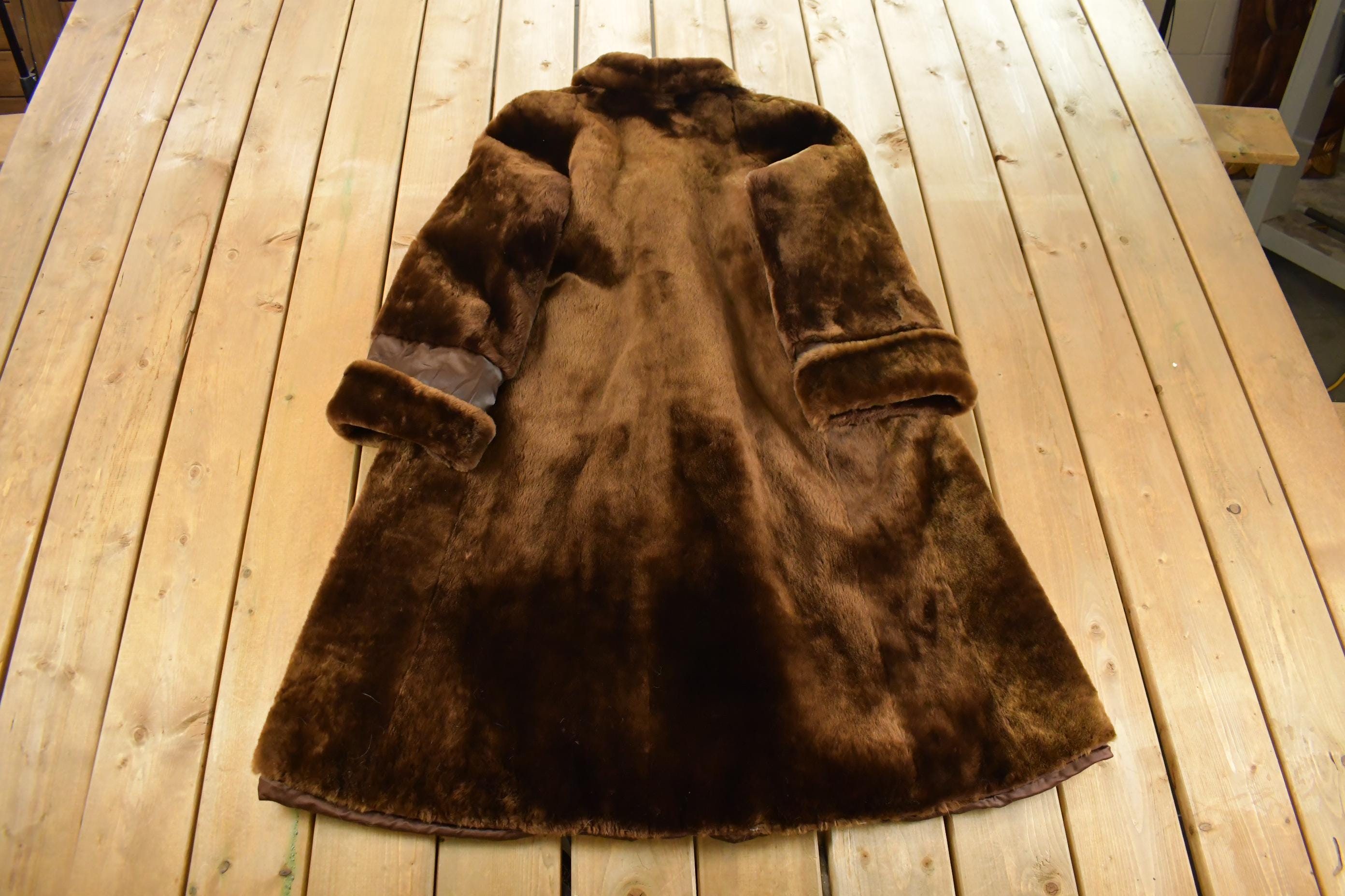 Vintage 1970s Sheared Mouton Fur Coat Women's Large