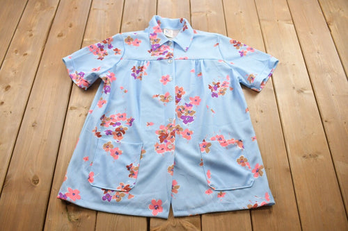 Vintage 1990s Land 'n Sea Floral Summer Button Up Shirt / Made in USA / Floral Pattern / Casual Shirt / Double Pocket / Size Extra large