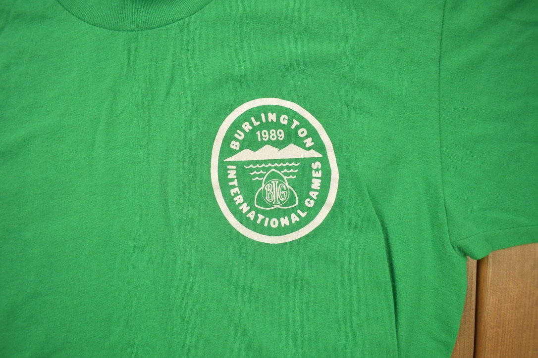 Vintage 1989 Graphic Burlington International Games T Shirt