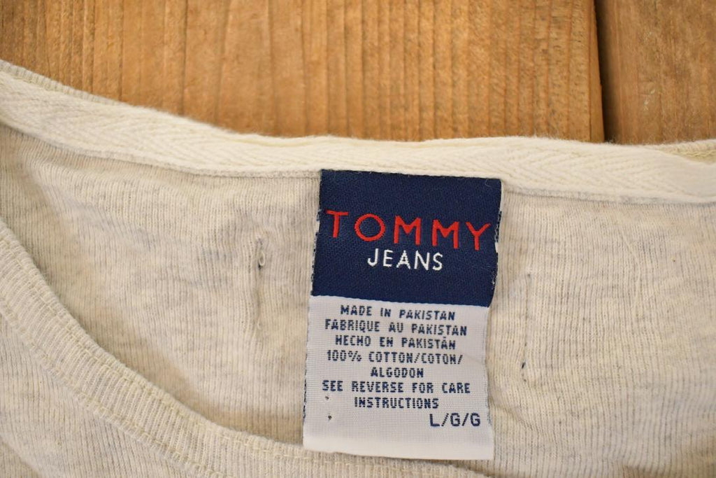 Vintage 1990s Tommy Jeans Loop Embroidered Text Logo Crewneck Sweatshirt Men's M