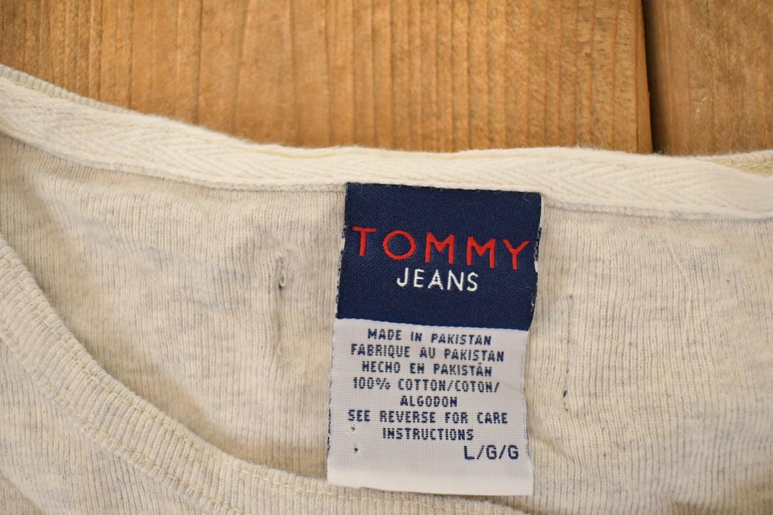 Vintage 1990s Tommy Jeans Loop Embroidered Text Logo Crewneck Sweatshirt Men's M