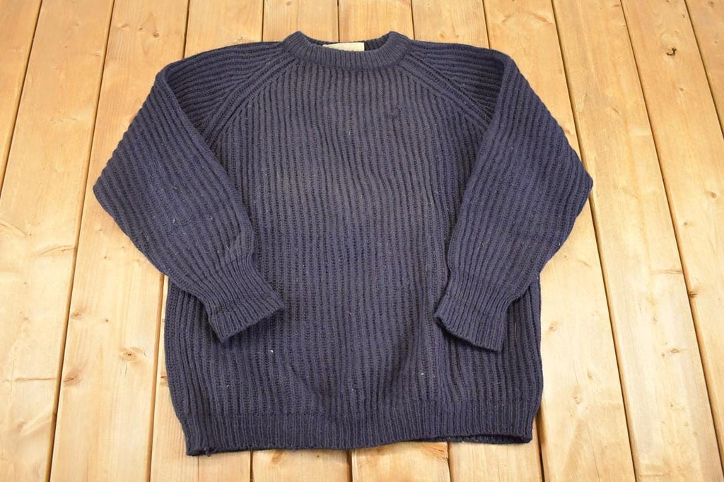 Vintage 1980s Peter Storm Ribbed Wool Knit Crewneck Sweater Men's L /