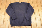Vintage 1980s Peter Storm Ribbed Wool Knit Crewneck Sweater Men's L /