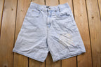 Vintage 1990s Disney Cute Mickey and Minnie Mouse Denim Jean Shorts Size 38  90s Shorts  Mickey Mouse  Bottoms  Light Wash Jorts