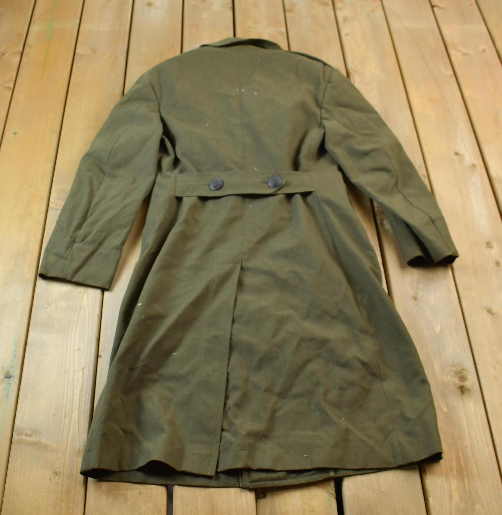 Vintage 1940s World War 2 Military Button Up Wool Overcoat
