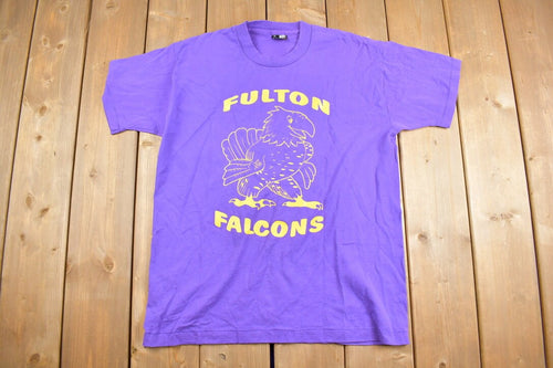 Vintage 1990s Fulton Falcons Graphic T-Shirt / Streetwear / Retro Style / Single Stitch / Made In USA / 90s Graphic Tee / Collegiate Style