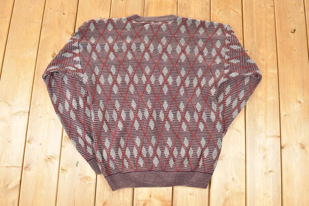 Vintage 1990s Jantzen Abstract Knit Crewneck Sweater Men's L