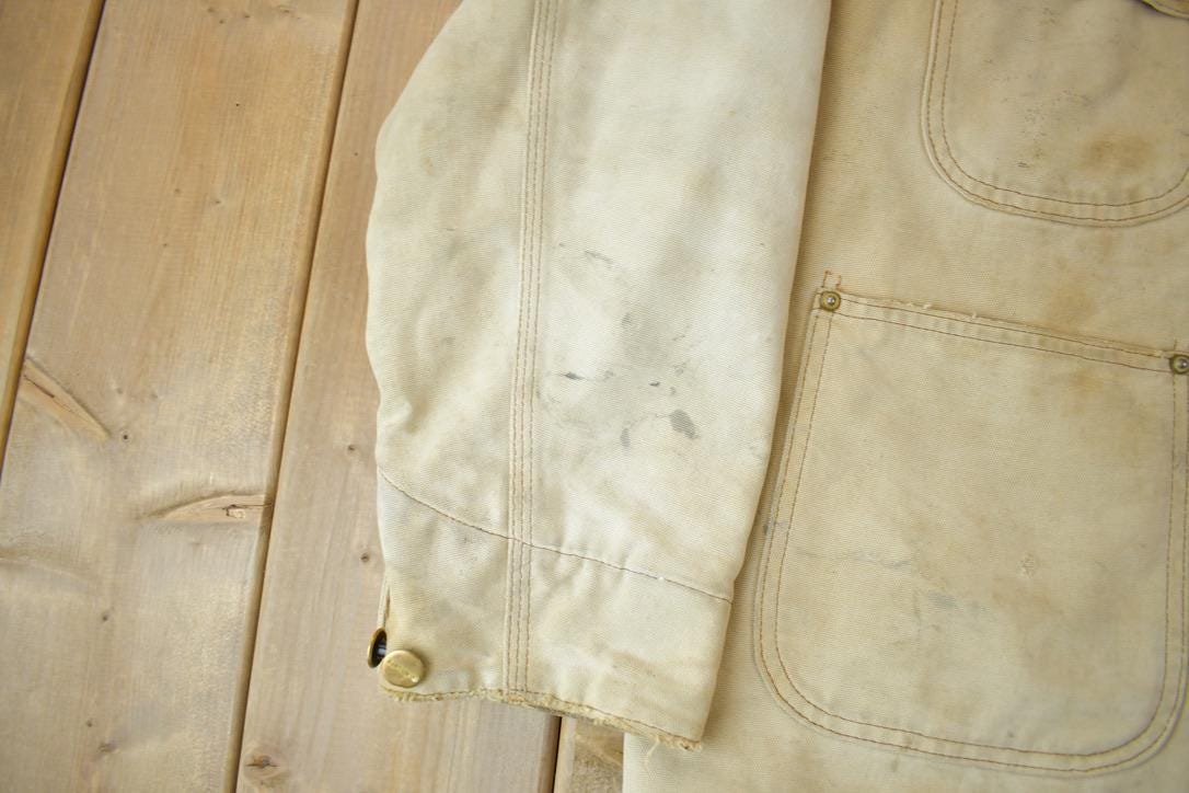 Vintage 1990s Carhartt Blanket Lined Button up Chore Coat Made In USA Size 40