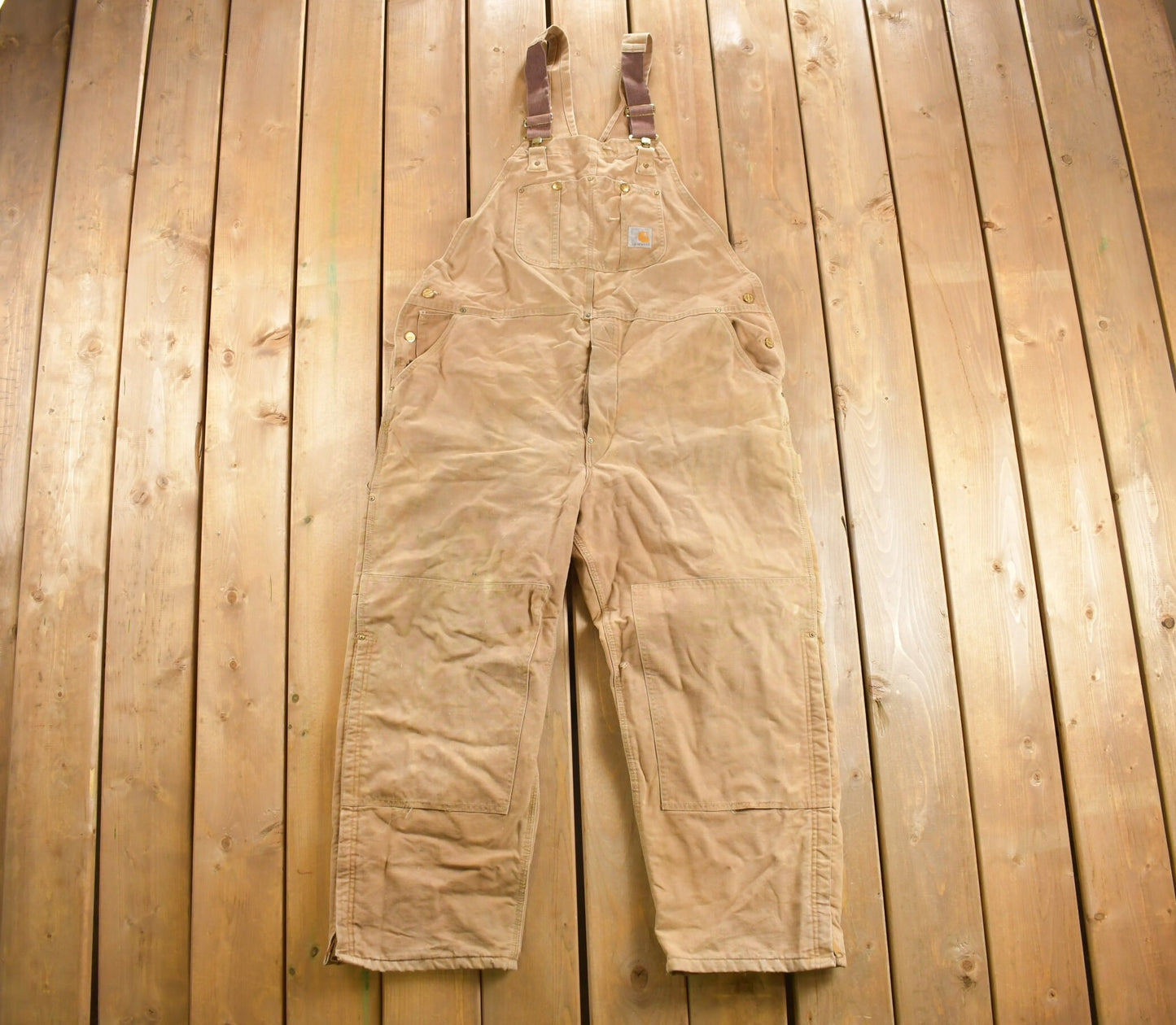 Vintage 1980s Carhartt Double Knee Quilted Canvas Overalls / Union Made In USA / Utility Overalls / Vintage Workwear