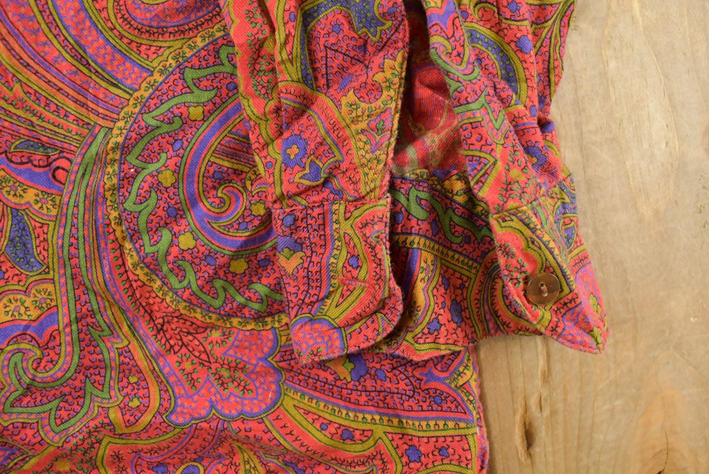 Vintage 1980s Paisley Abstract Button Up Shirt Men's Medium /