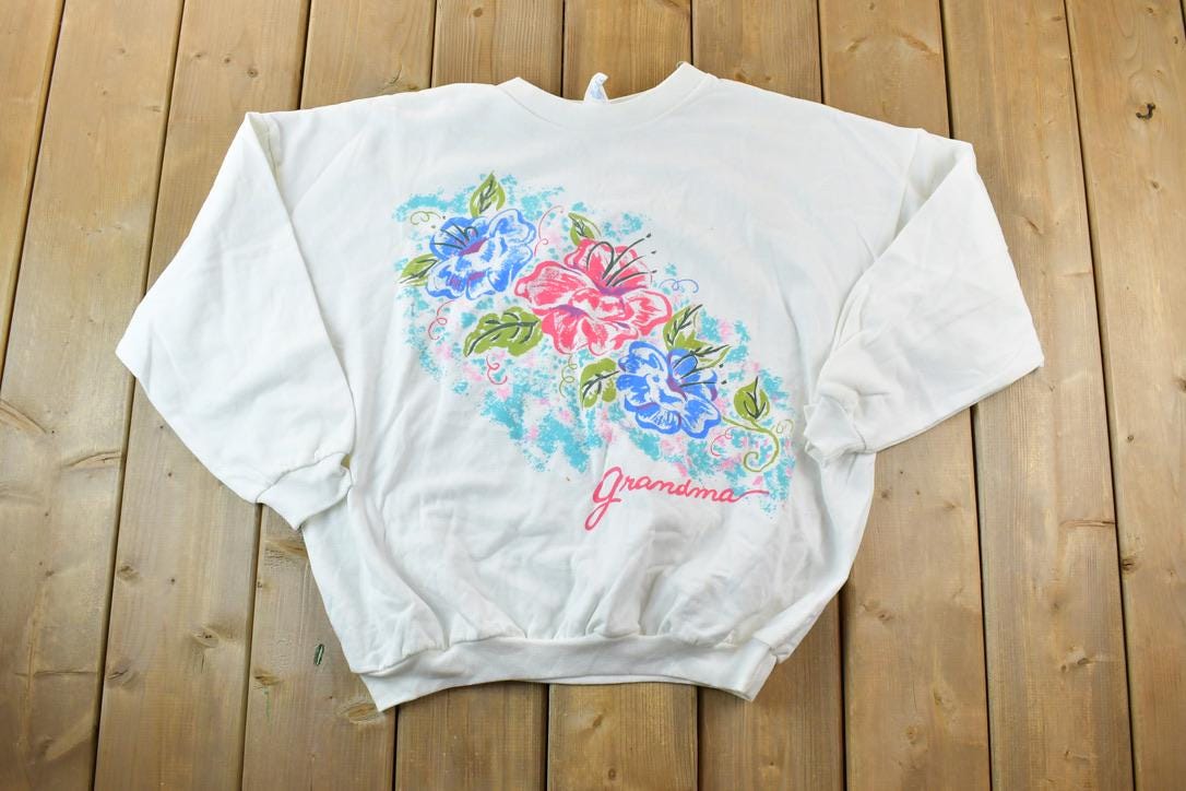 Vintage 1990s Cute Floral Grandma Crewneck Sweater