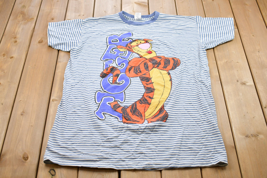 Vintage 1990s Tigger The Disney Store Striped Graphic T-Shirt 90s Streetwear