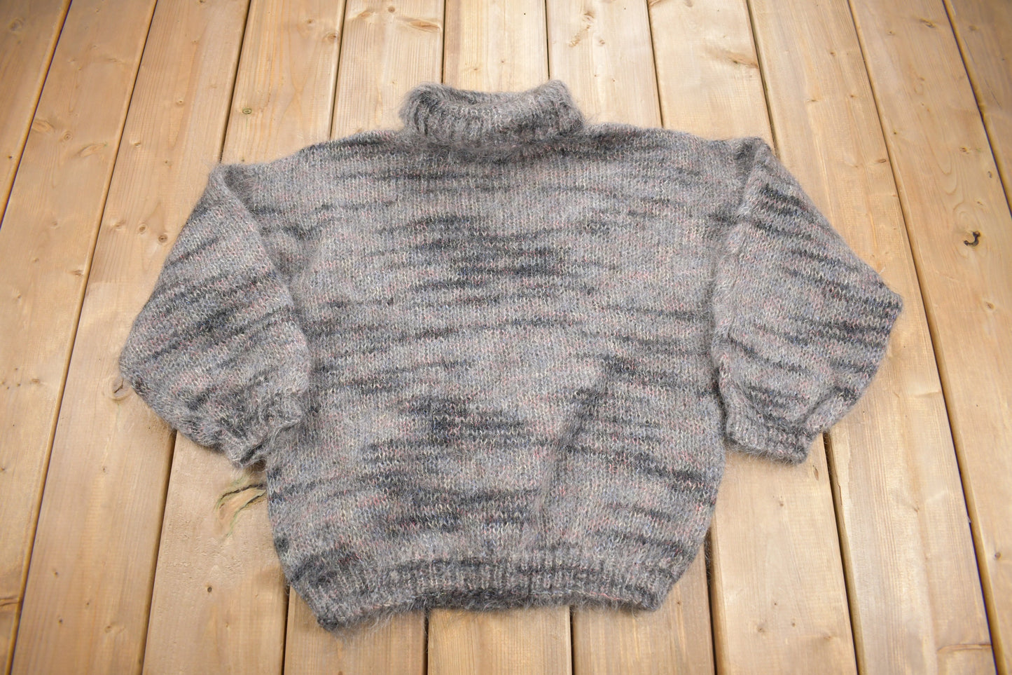 Vintage 1980s Mohair Knit Turtleneck Sweater / Vintage 80s Turtleneck / Pattern Sweater / Pullover Sweatshirt