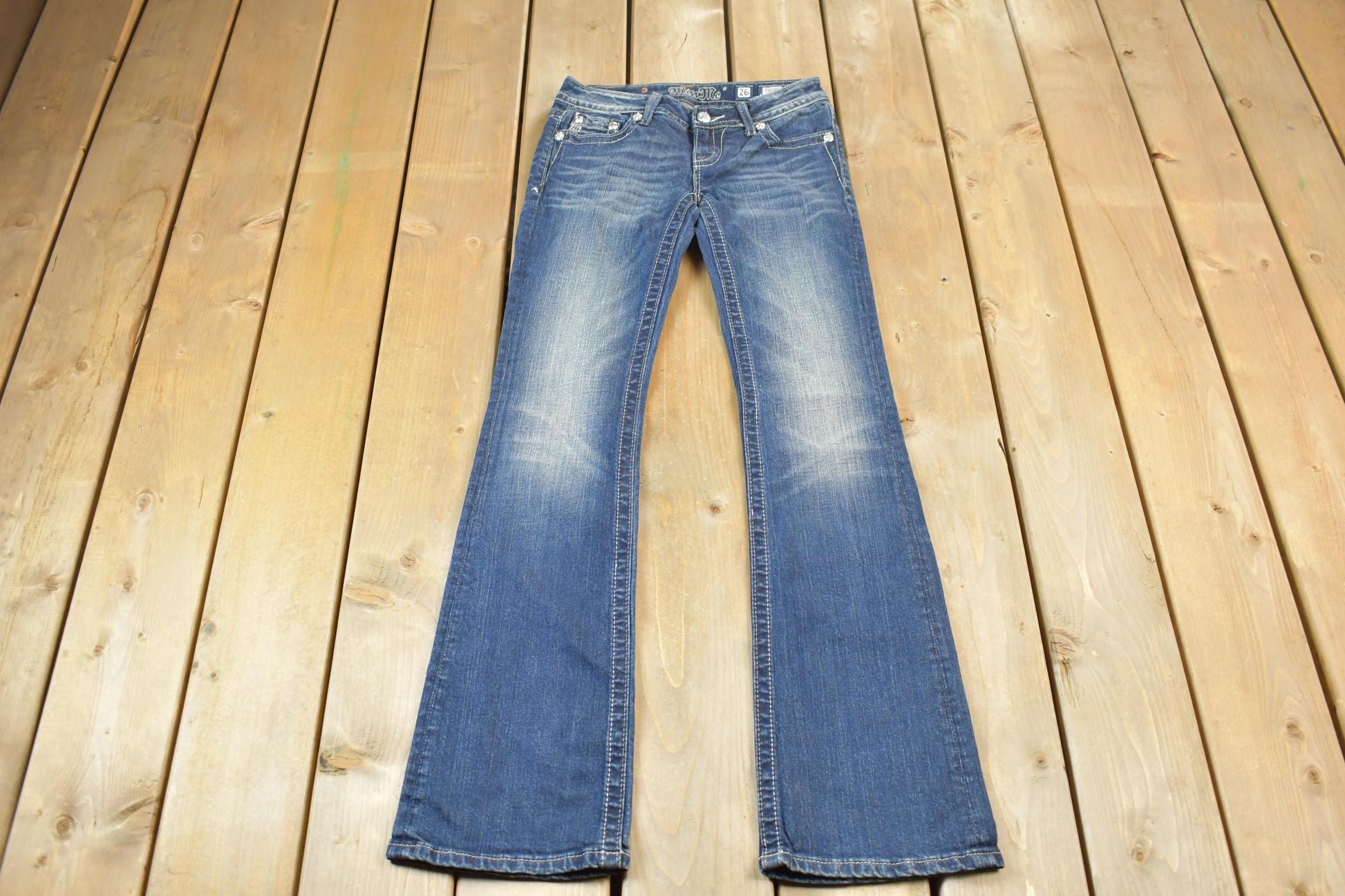 Vintage Y2K Miss Me Bedazzled Low Rise Jeans Size 26x33