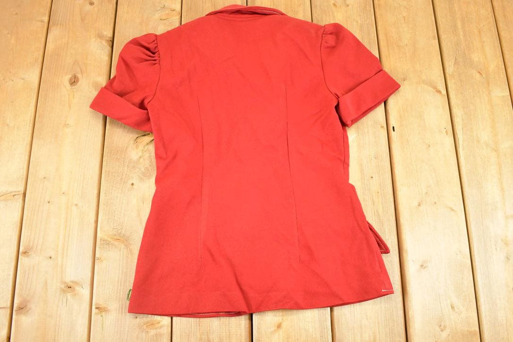Vintage 1960s Fancy Red Cardigan Shirt Women's S