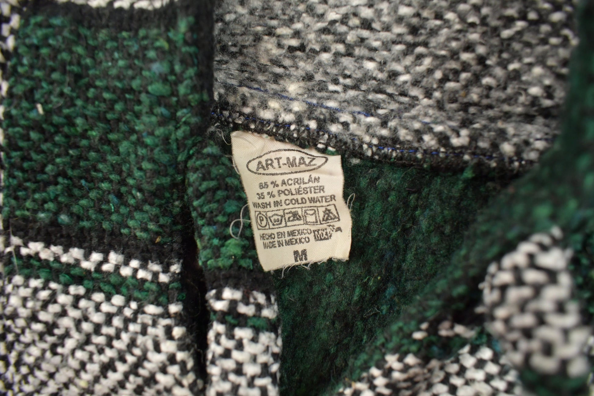 Vintage 1990s Chavitos Baja Hooded Pullover Striped Knit Poncho Blanket Hoodie