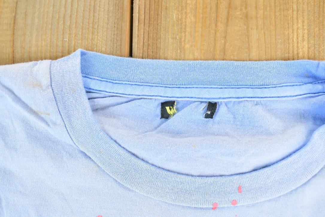 Women Vintage Vigoss Y2K Blank Blue T-Shirt / Vigoss Grunge Skull Print / Contrast Stitch / Internet Famous Clothing / Over Dyed