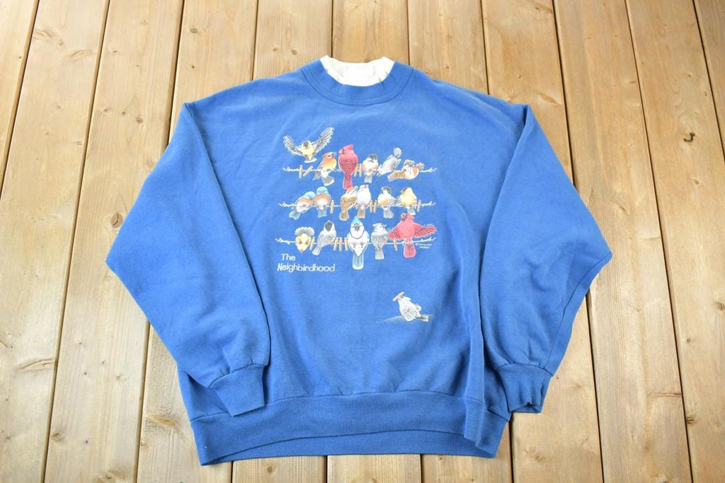 Vintage 1990s Bird Neighbourhood Double Collar Morning Sun Souvenir Crewneck Sweatshirt Made In USA