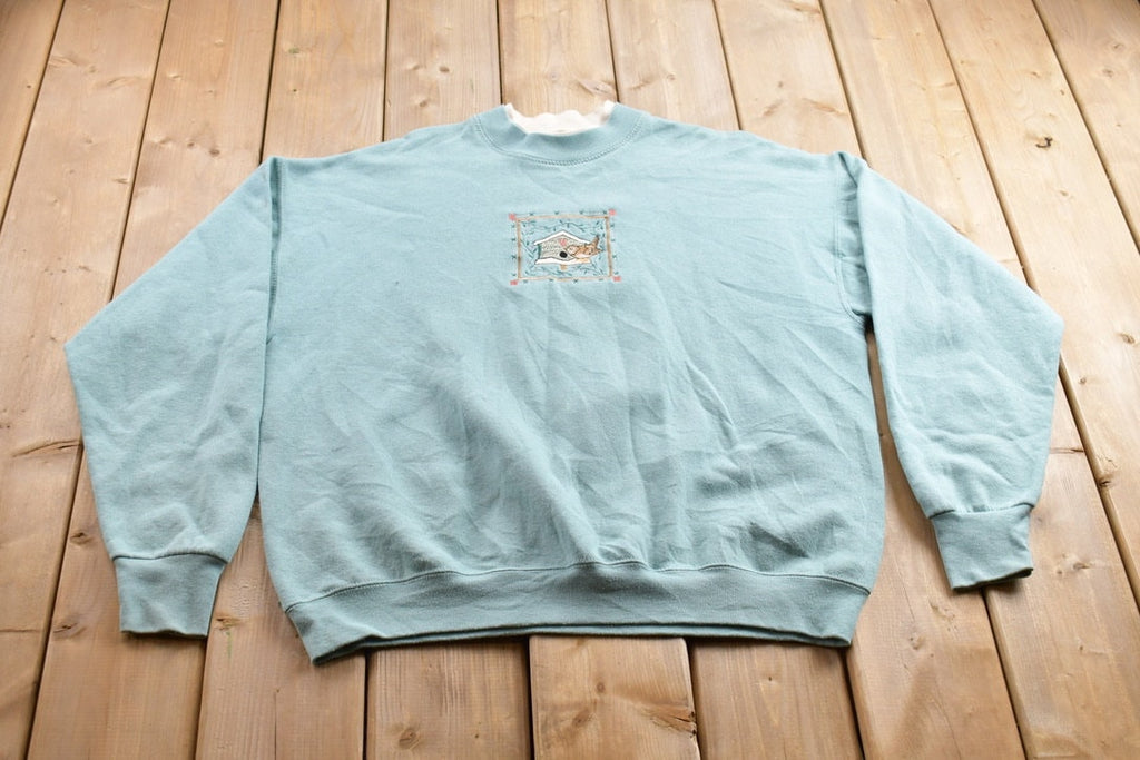 Vintage 1990s Stitchery Studio Birdhouse Theme Crewneck Sweater
