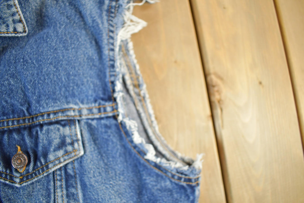 Vintage 1990s Levi's Denim Blanket Lined Vest Jacket Mens Medium