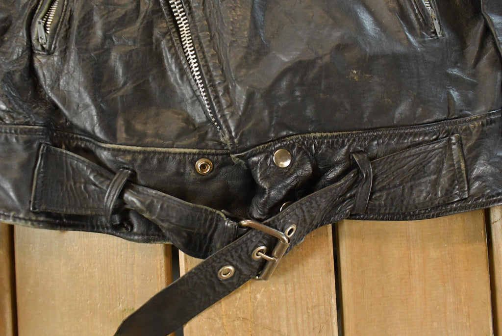 Vintage 1980s Biker Motorcycle Leather Jacket Men's Medium
