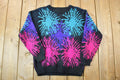 Vintage 1990s Enchante Fireworks Neon Sparkle Knit Crewneck Sweater  90s Crewneck  Made In USA  Preppy Knit