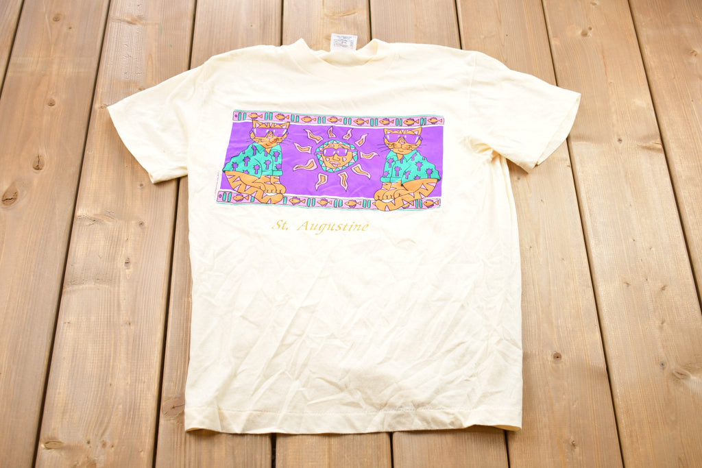 Vintage 1990s St. Augustine Cat Graphic T-Shirt