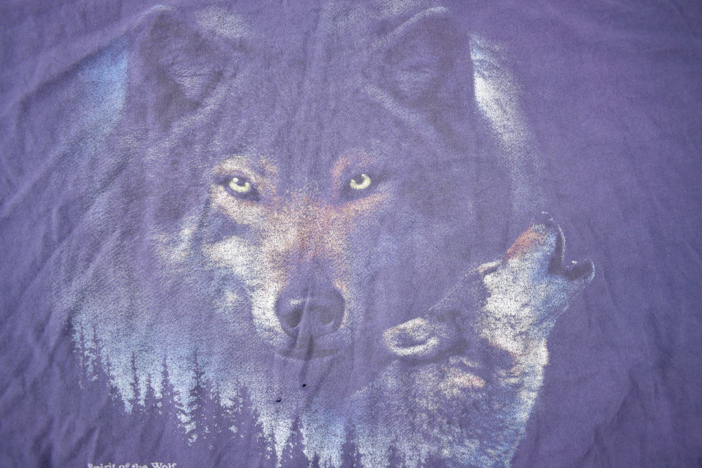 Vintage 1990s Maraic Minnesota Single Stitch Wolf Face Graphic T-Shirt Size XXXL