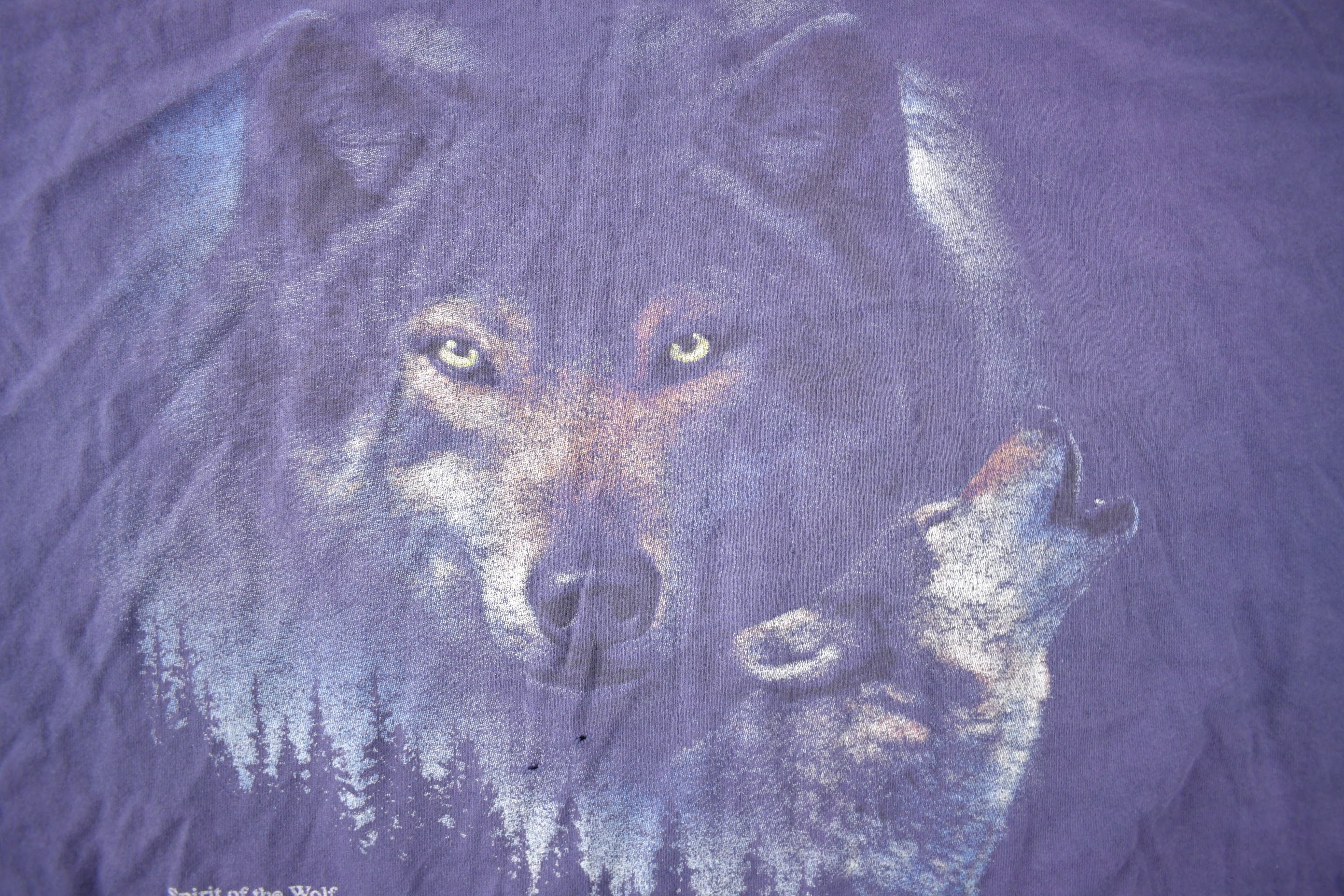 Vintage 1990s Maraic Minnesota Single Stitch Wolf Face Graphic T-Shirt Size XXXL