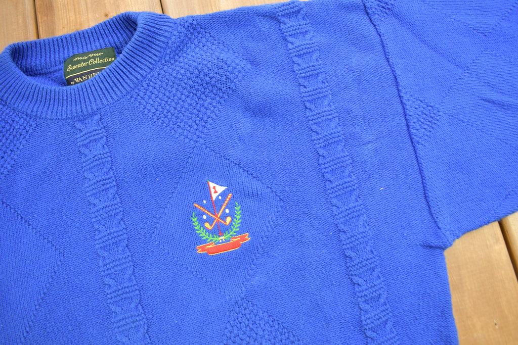 Vintage 1990s Van Huesen Golfing Theme Knitted Crewneck