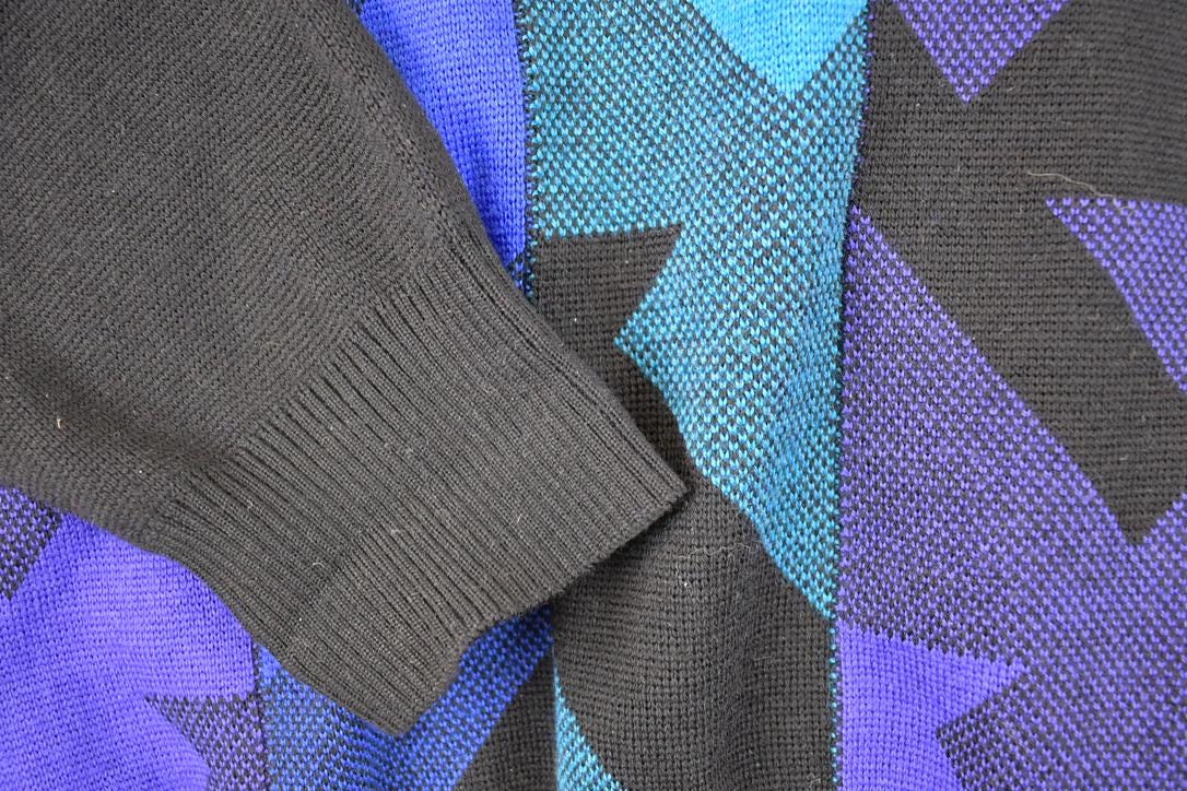 Vintage 1990s St Croix Quarter Zip Abstract Knit Sweater Men's L